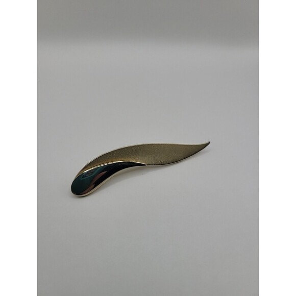 Vintage Brooch Pin Gold Tone Two Tone Textured Abstract Designer Jewelry - Picture 6 of 14